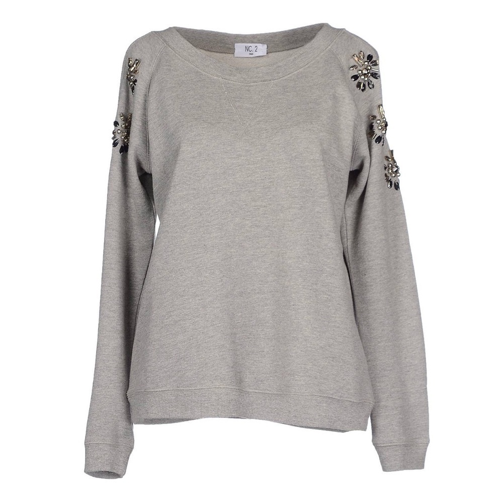 NC. 2 Paris Cold-Shoulder Sweatshirt With Rhinestones Size 2 (Designer)